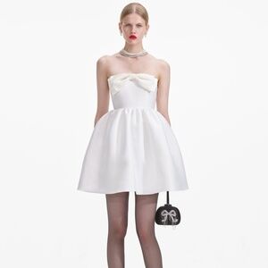 self-portrait White Taffeta Bandeau Mini Dress Size: US4 - MSRP $495 - NWT